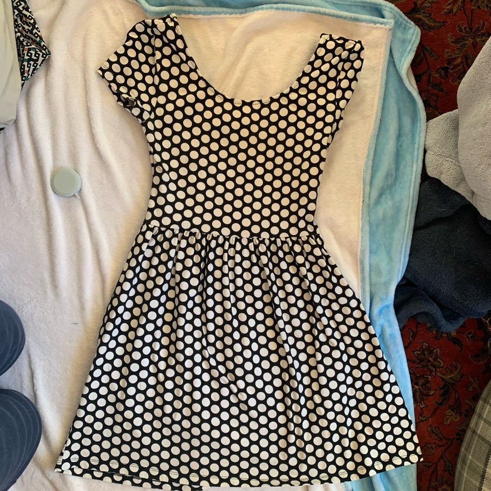 backless polka dot dress